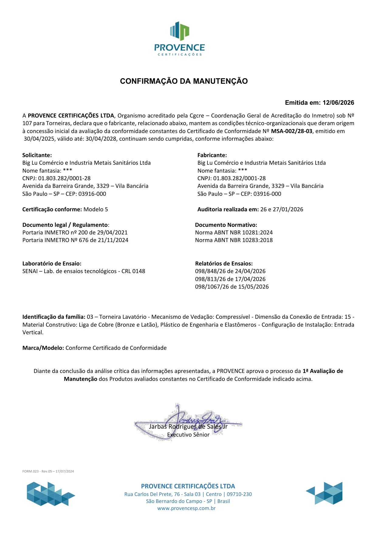 MSA-002.28-03-Confirmação da 1ªManutenção-Rev.00