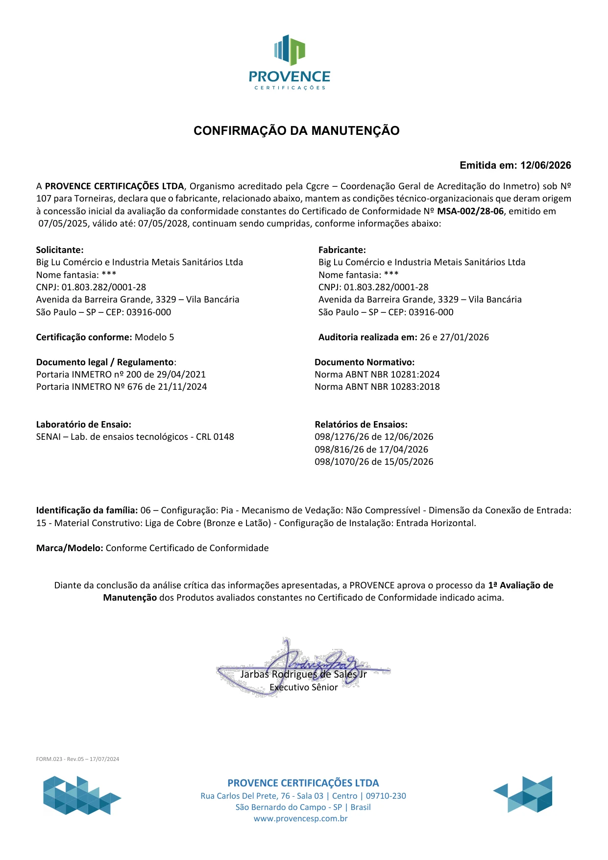 MSA-002.28-06-Confirmação da 1ªManutenção-Rev.00